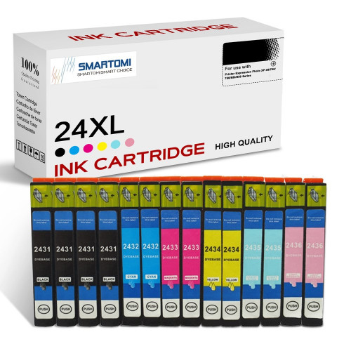 SMARTOMI Epson 24XL-kompatibla bl?ckpatroner 14PK (4K 2C 2M 2Y 2LC 2LM)
