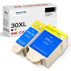 SMARTOMI renoverade Kodak 30XL kompatibel 30 XL bl?ckpatroner 2PK (1 svart 1 Tricolor)