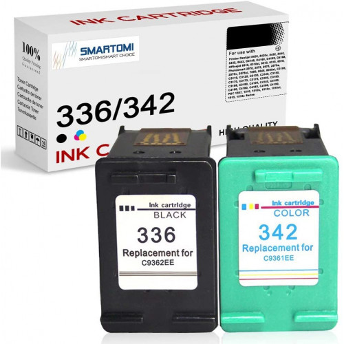 SMARTOMI Renoverade HP 336 342 bl?ckpatroner 2PK