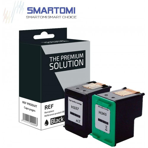 SMARTOMI Renoverade HP 337 343 bl?ckpatroner 2PK