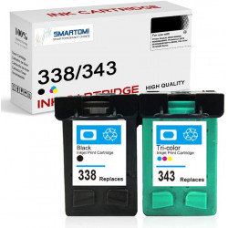 SMARTOMI Renoverade HP 338 343 bl?ckpatroner 2PK