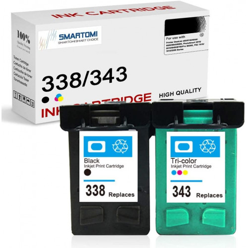 SMARTOMI Renoverade HP 338 343 bl?ckpatroner 2PK
