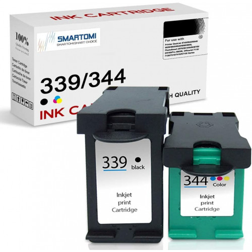SMARTOMI Renoverade HP 339 344 bl?ckpatroner 2PK