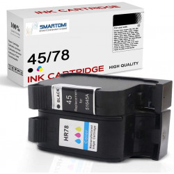 SMARTOMI Renoverade HP 45 HP 78-kompatibla bl?ckpatroner (1 svart, 1 f?rg)