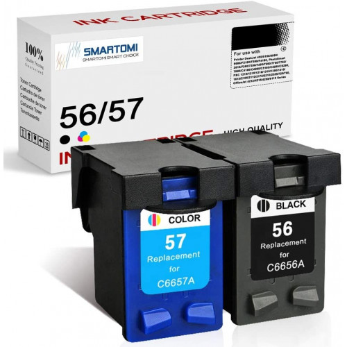 SMARTOMI Renoverade HP 56 57 bl?ckpatroner (1 svart, 1 f?rg)
