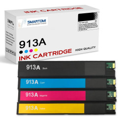 SMARTOMI Renoverade HP 913A 913 bl?ckpatroner 4PK (KCMY)