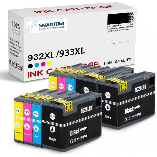 SMARTOMI HP 932XL 933XL-kompatibla bl?ckpatroner 9 Pk 3BK 2C 2M 2Y