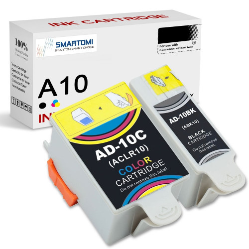 SMARTOMI renoverade Kodak A10 ABK10 ACLR10 bl?ckpatroner 2PK (1 svart 1 Tricolor)