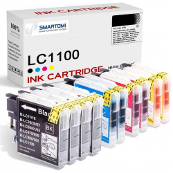 SMARTOMI Brother LC1100 LC980-kompatibla bl?ckpatroner 10PK (4K 2C 2M 2Y)