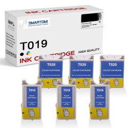 SMARTOMI Epson T019 T020-kompatibla bl?ckpatroner 6PK (3 svart 3 Tricolor)