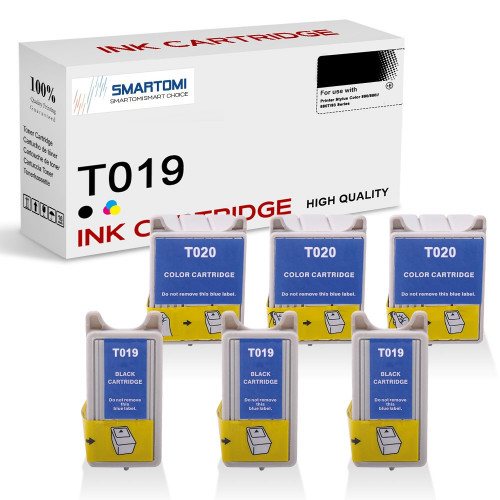 SMARTOMI Epson T019 T020-kompatibla bl?ckpatroner 6PK (3 svart 3 Tricolor)