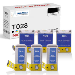 SMARTOMI Epson T028 T029-kompatibla bl?ckpatroner 6PK (3 svart 3 Tricolor)