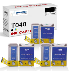 SMARTOMI Epson T040 T041-kompatibla bl?ckpatroner 6PK (3 svart 3 Tricolor)