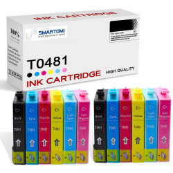 SMARTOMI Epson T0481 T0482 T0483 T0484 T0485 T0486 Kompatibla bl?ckpatroner 12PK (2K 2C 2M 2Y 2LC 2L
