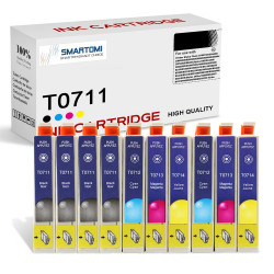 SMARTOMI Epson T0711 0712 0713 0714 Kompatibla bl?ckpatroner 10PK (4K 2C 2M 2Y)