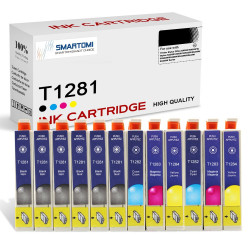 SMARTOMI Epson T1281 T1282 T1283 T1284 kompatibla bl?ckpatroner 12PK (6K 2C 2M 2Y)
