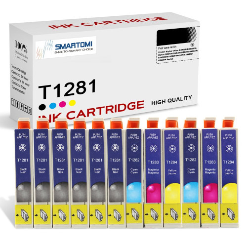 SMARTOMI Epson T1281 T1282 T1283 T1284 kompatibla bl?ckpatroner 12PK (6K 2C 2M 2Y)