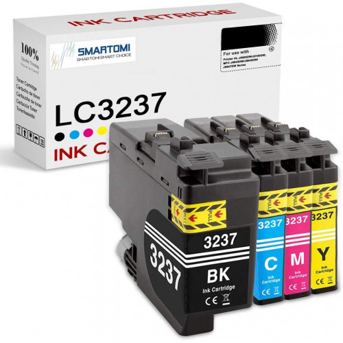 SMARTOMI Brother LC3237 LC 3237-kompatibla bl?ckpatroner 4PK (KCMY)