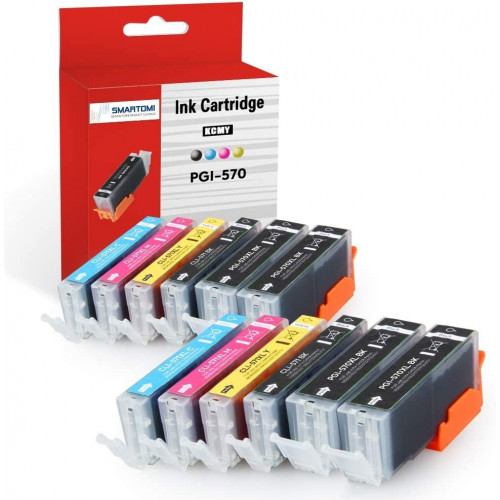 SMARTOMI 12PK Canon PGI-570XL CLI-571XL kompatibla bl?ckpatroner