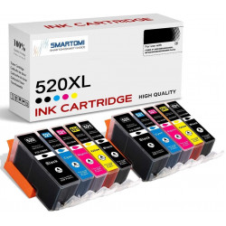 SMARTOMI kompatibel Canon PGI-520XL CLI-521XL bl?ckpatron 10PK (2BK 2PGBK 2C 2M 2Y)