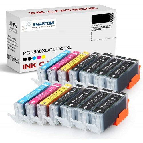 SMARTOMI Canon 550XL 551XL-kompatibla bl?ckpatroner (6PGBK, 2BK, 2C, 2M, 2Y)