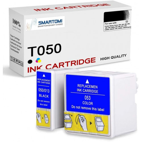 SMARTOMI Epson T053 T050-kompatibla bl?ckpatroner 2PK (1 svart 1 Tricolor)